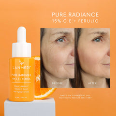 Lanmeri vitamin c serum application on cheek for smooth, hydrated skin.