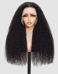 Lannaax 250-density curly wig front view shows natural hairline for daily wear.