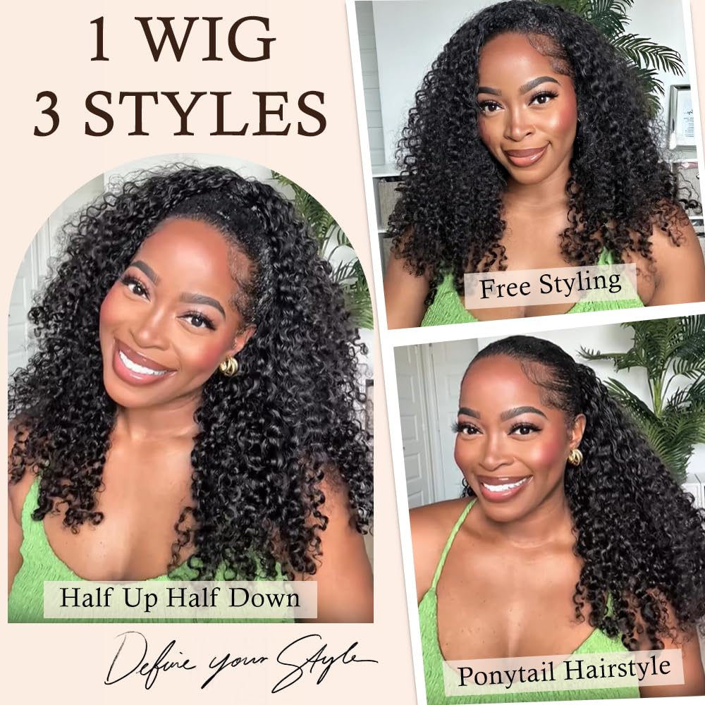 Lannaax 13x6 lace front wig on head with natural part options.