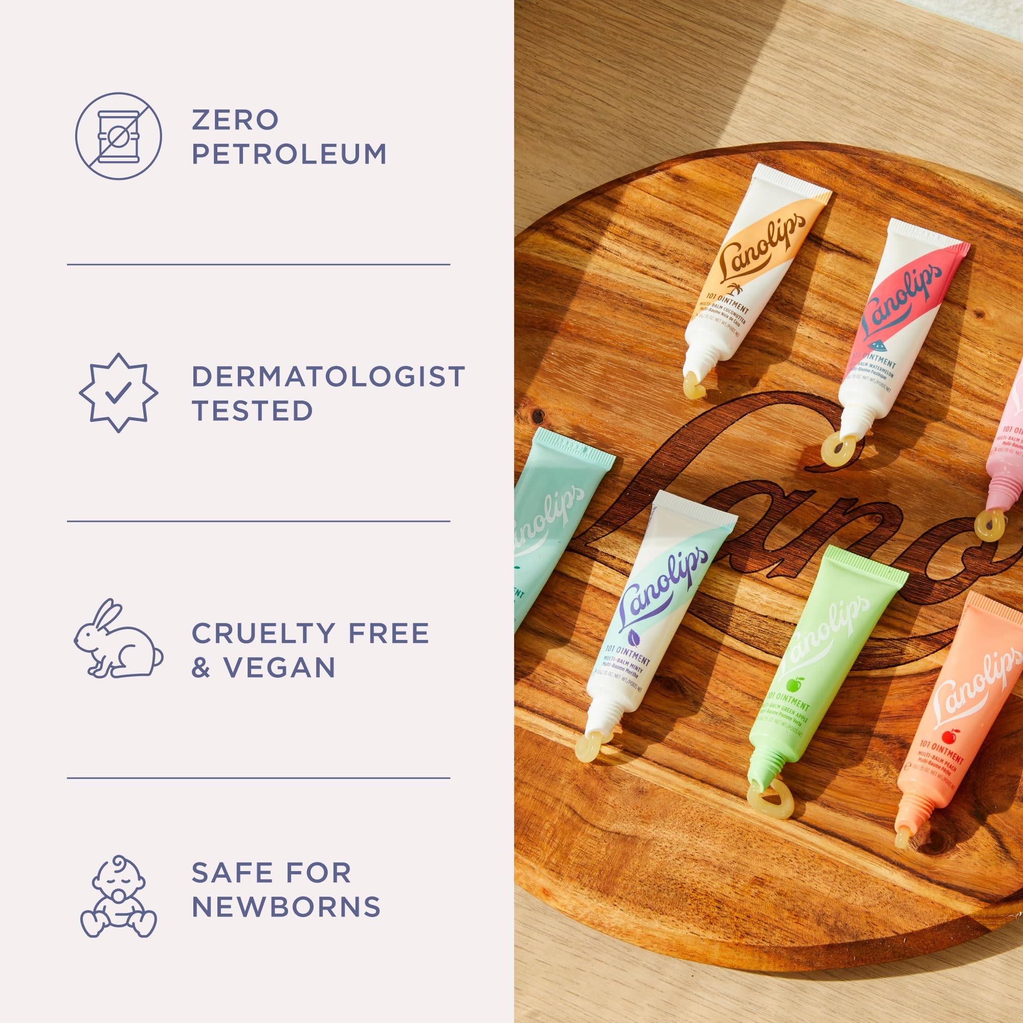 Lanolips 101 Ointment clean formula shown on skin.