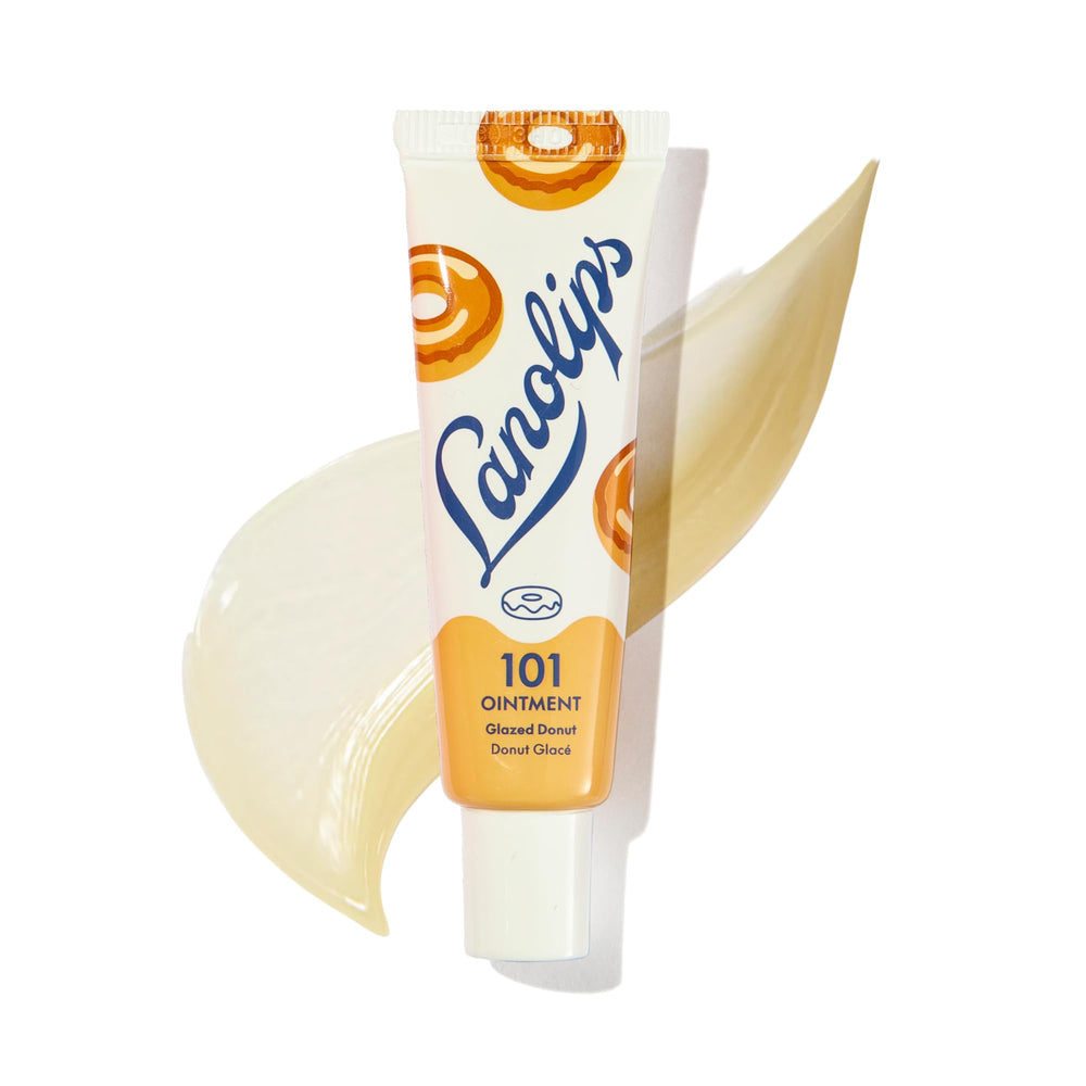 Lanolips 101 Ointment Glazed Donut tube providing rich hydration for dry lips.