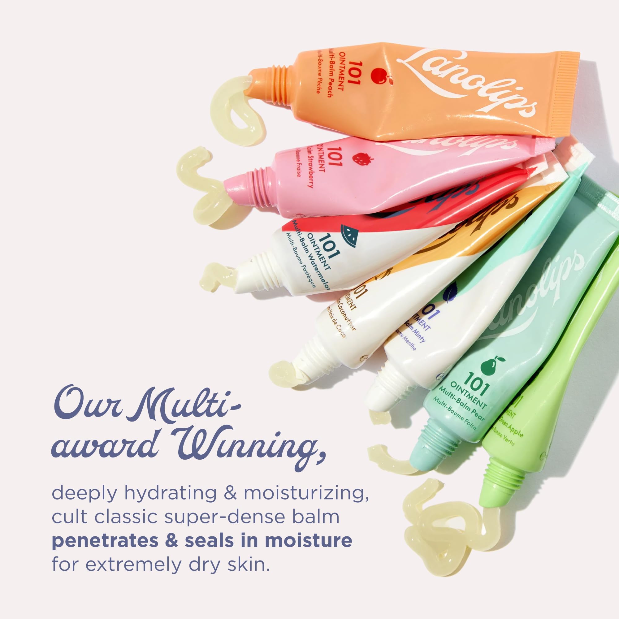 Lanolips 101 Ointment applied to lips during a smooth application for hydration.