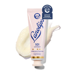 Lanolips 101 Ointment tube closeup highlighting the nourishing lip balm formula.