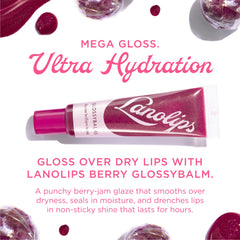 Lanolips Glossybalm Berry tube application ready for on-the-go color.