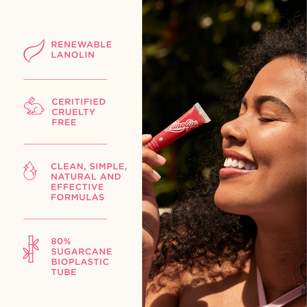 Lanolips Glossybalm Packaging sustainability shows eco-friendly sugarcane tubes.