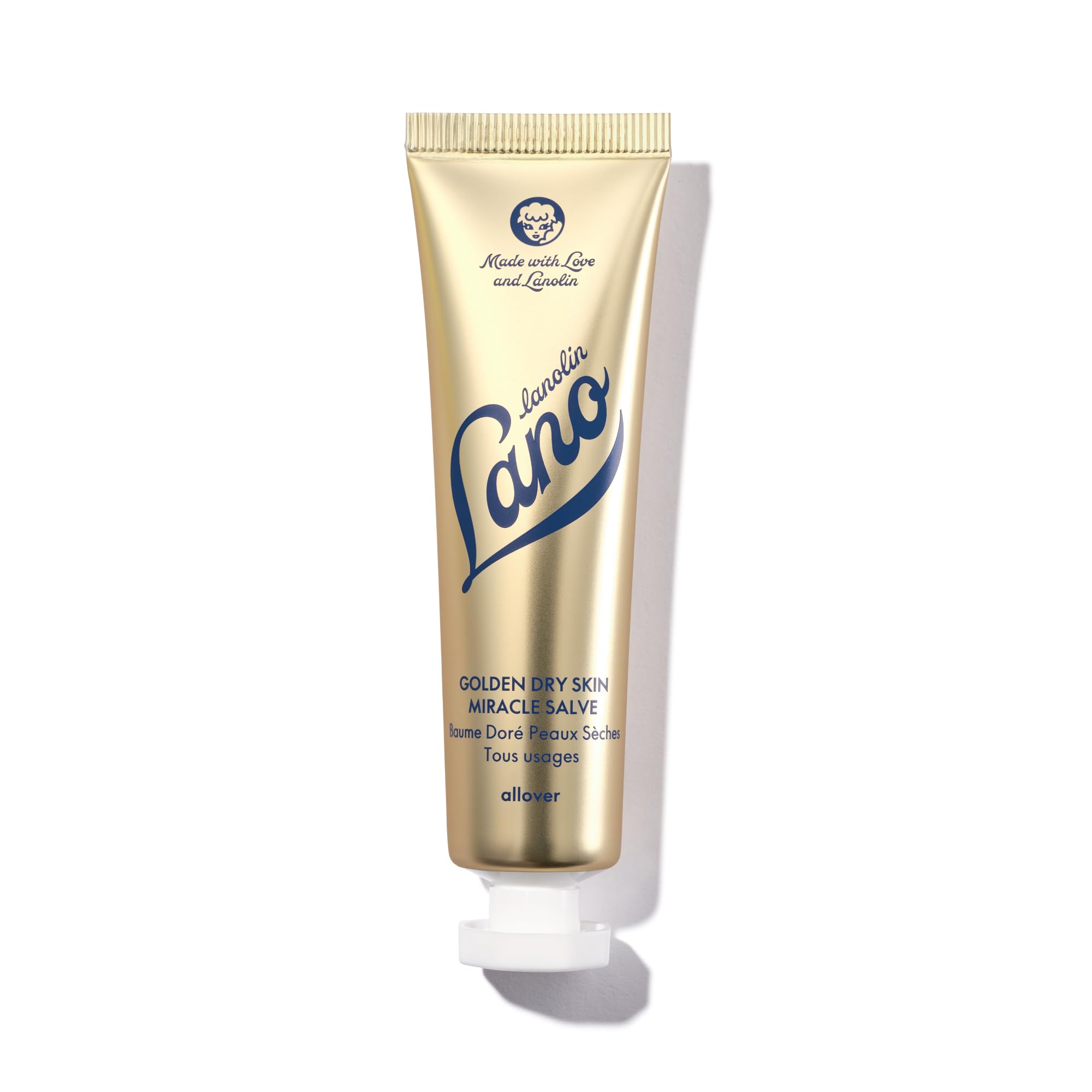 Lanolips Golden Dry Skin Salve bottle showing rich hydration for very dry skin