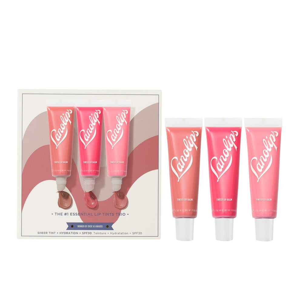 Lanolips Lip Tint Perfect Nude application close-up shows natural color and hydration.