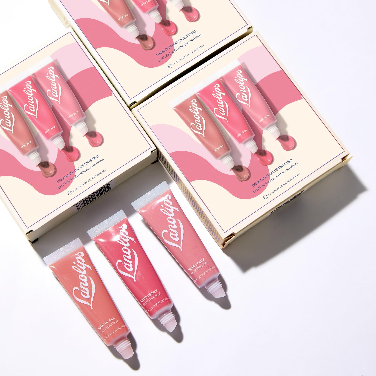 Lanolips Triplet on dresser demonstrates versatile shades for day-to-night looks.