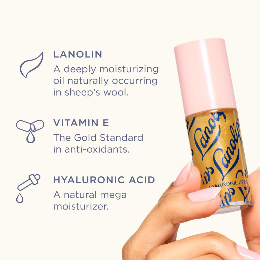 Lanolips Raspberry lip oil gloss close-up with vibrant shine.