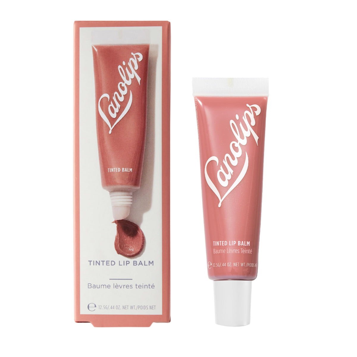Lanolips Tinted Lip Balm packaging shows compact moisture on the go.