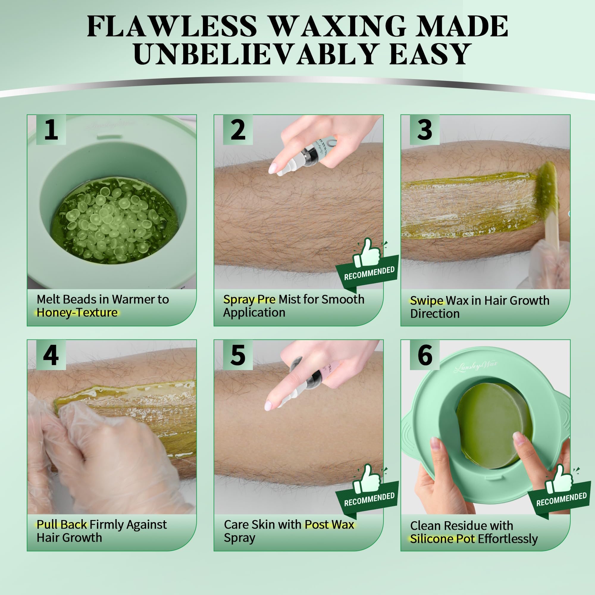 LANSLEYWAX Aloe beads image showing smooth skin and confidence after waxing.