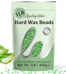 LANSLEYWAX Aloe hard wax beads in 1lb tub for salon-grade home waxing with long-lasting smoothness.