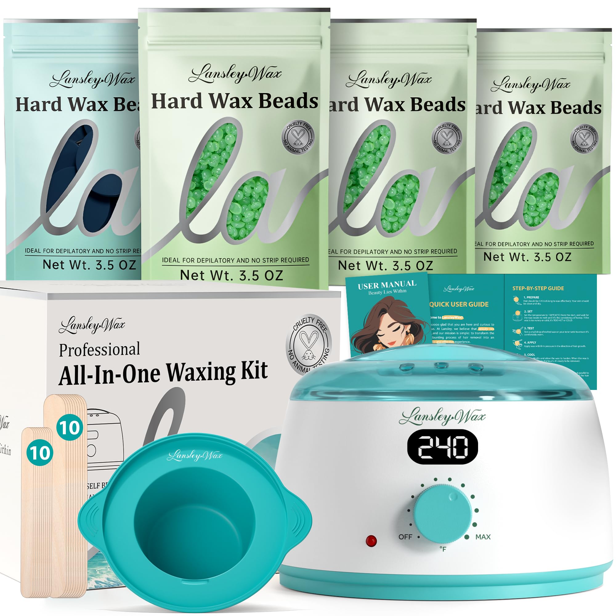 LANSLEYWAX digital waxing kit with LED display for precise home heat control