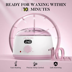 LANSLEYWAX digital waxing kit pink machine lid open, ready for quick wax bead loading.