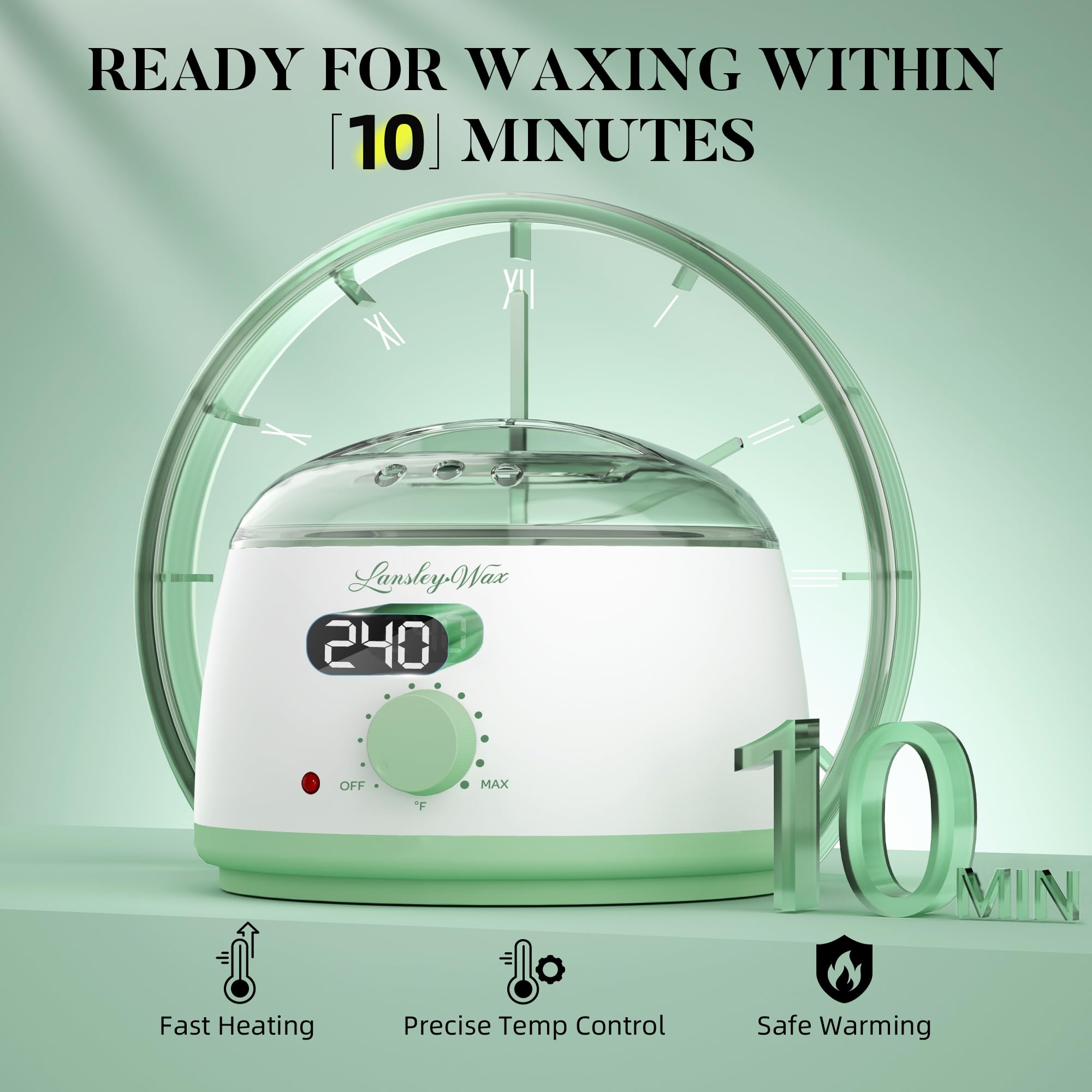 LANSLEYWAX LED temperature display enables precise heat control during waxing.