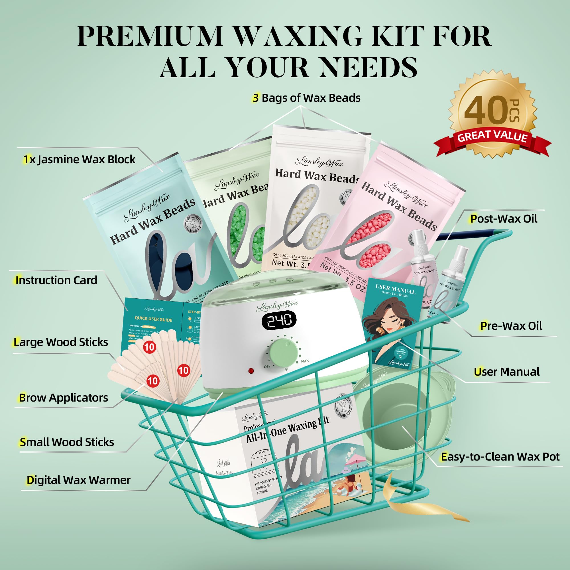 LANSLEYWAX professional-at-home results image suggests salon-like outcomes.