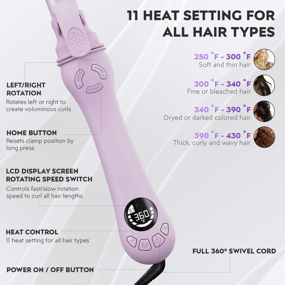 LANVIER 1-inch curler LED display visual for easy temperature control and customization