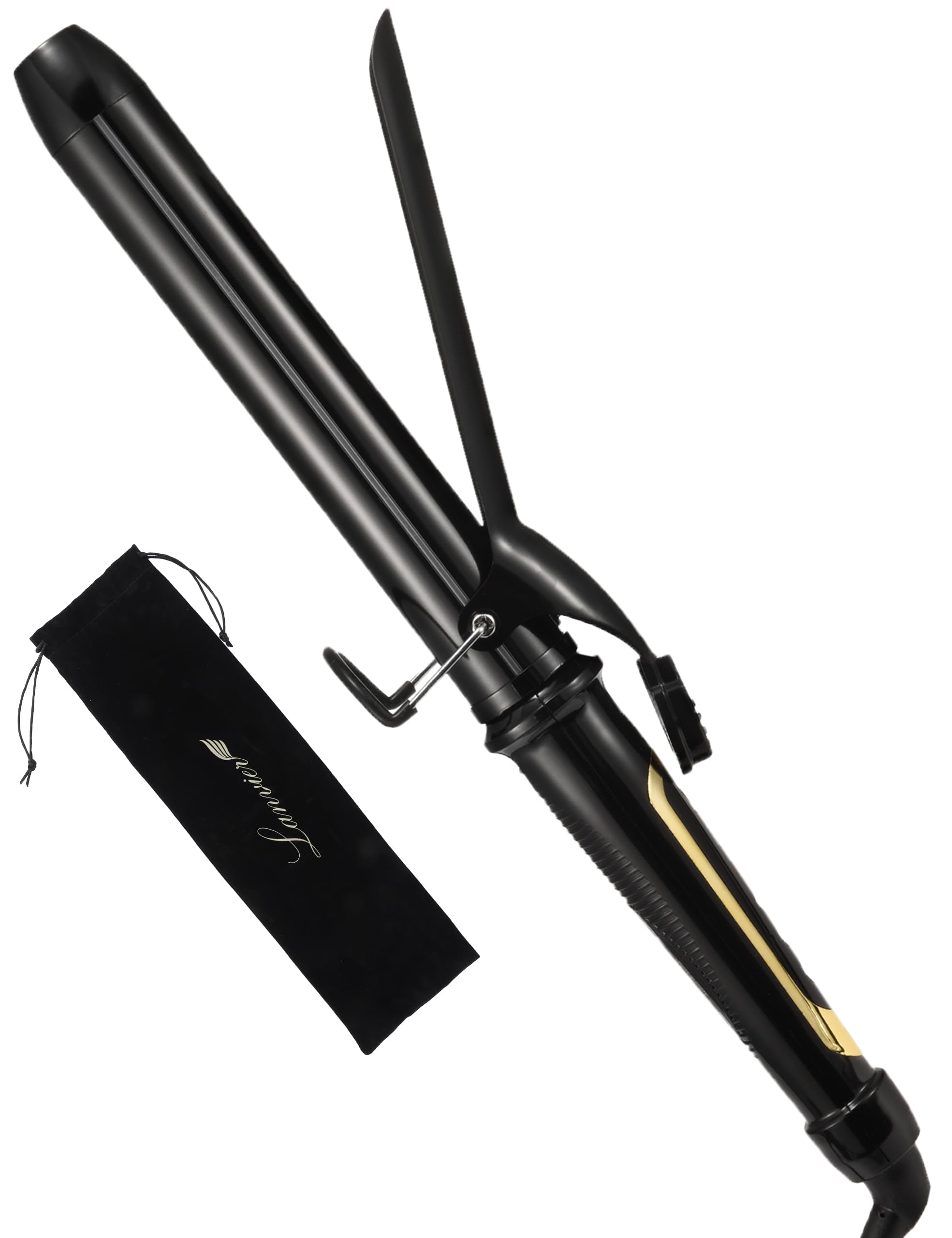 LANVIER curling iron long-barrel close-up shows efficient long-hair styling.