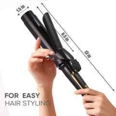 Lanvier tourmaline-coated barrel close-up delivers smooth shine and frizz-control.