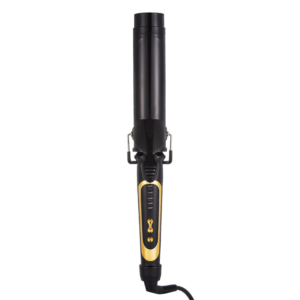 Lanvier curling iron with dual voltage supports global travel and quick styling.