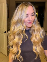 LANVIER curling iron heat settings from 300°F to 450°F for different hair types.