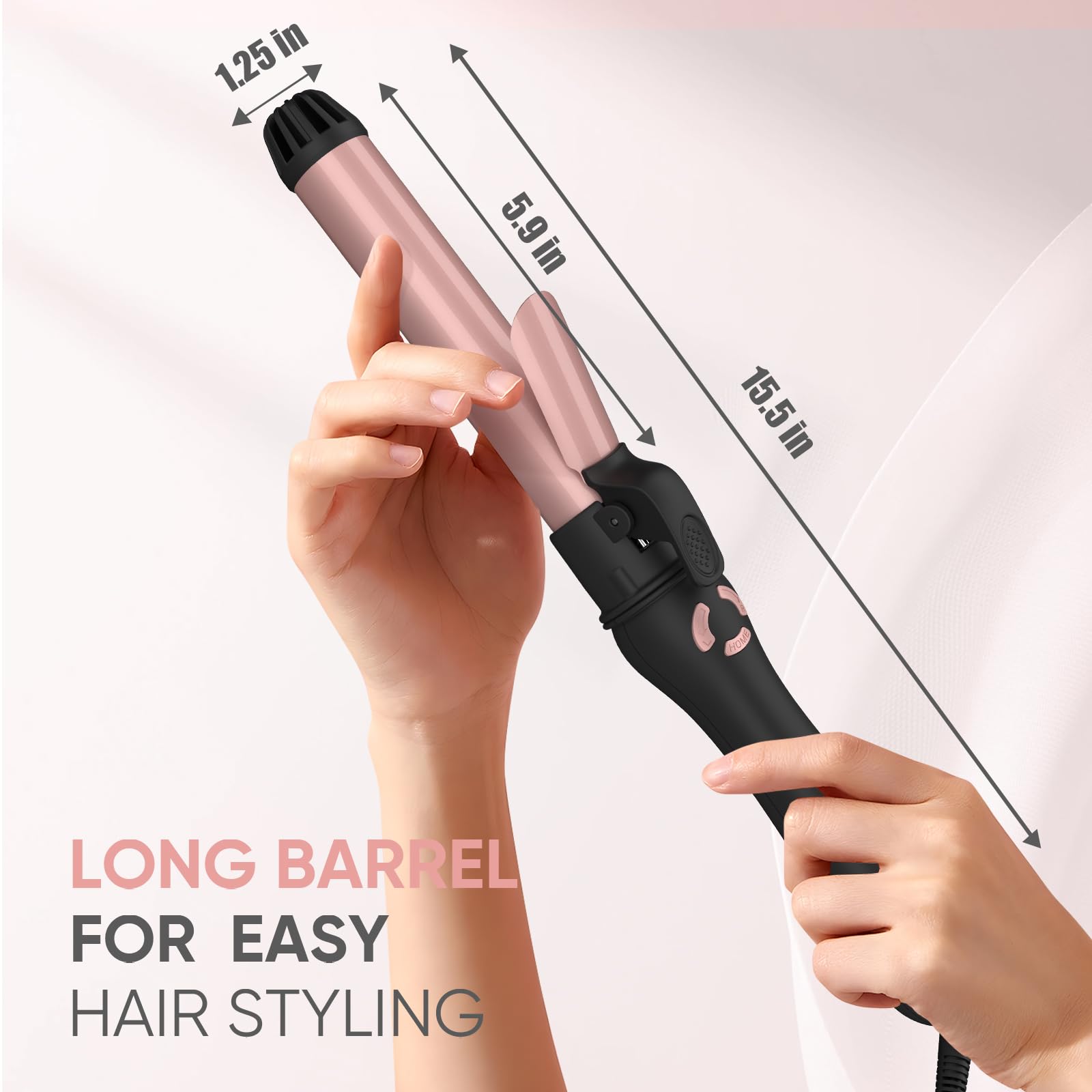 LANVIER curling iron with 11 heat settings enables versatile styles.