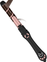 LANVIER rotating curling iron 1.25-inch barrel creates voluminous curls quickly.