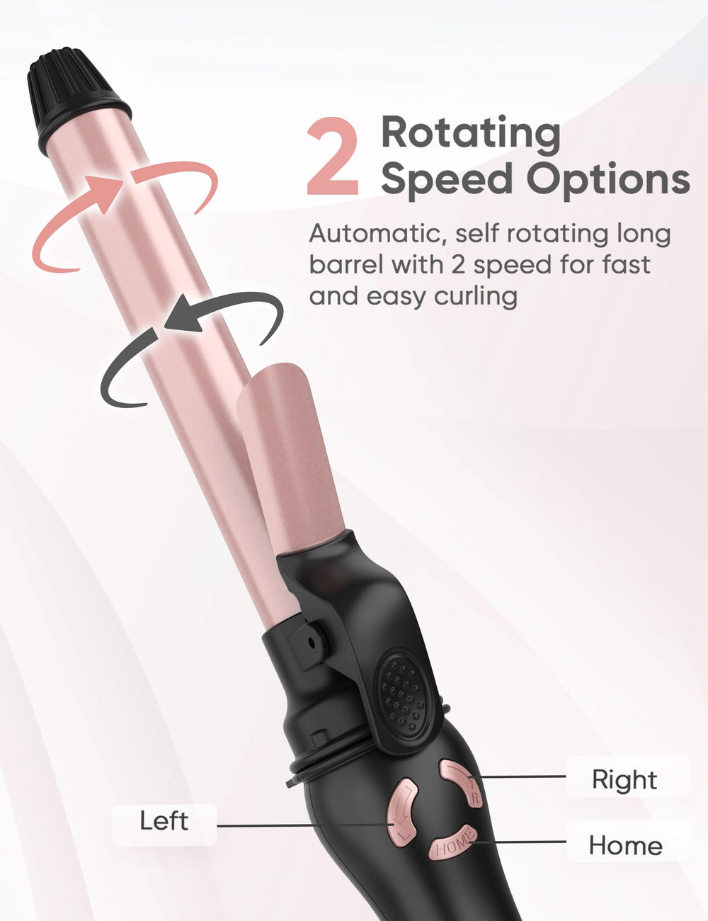 Lanvier rotating curling iron 1 inch barrel close-up highlighting tourmaline ceramic surface