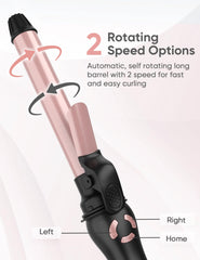 Lanvier rotating curling iron 1 inch barrel close-up highlighting tourmaline ceramic surface