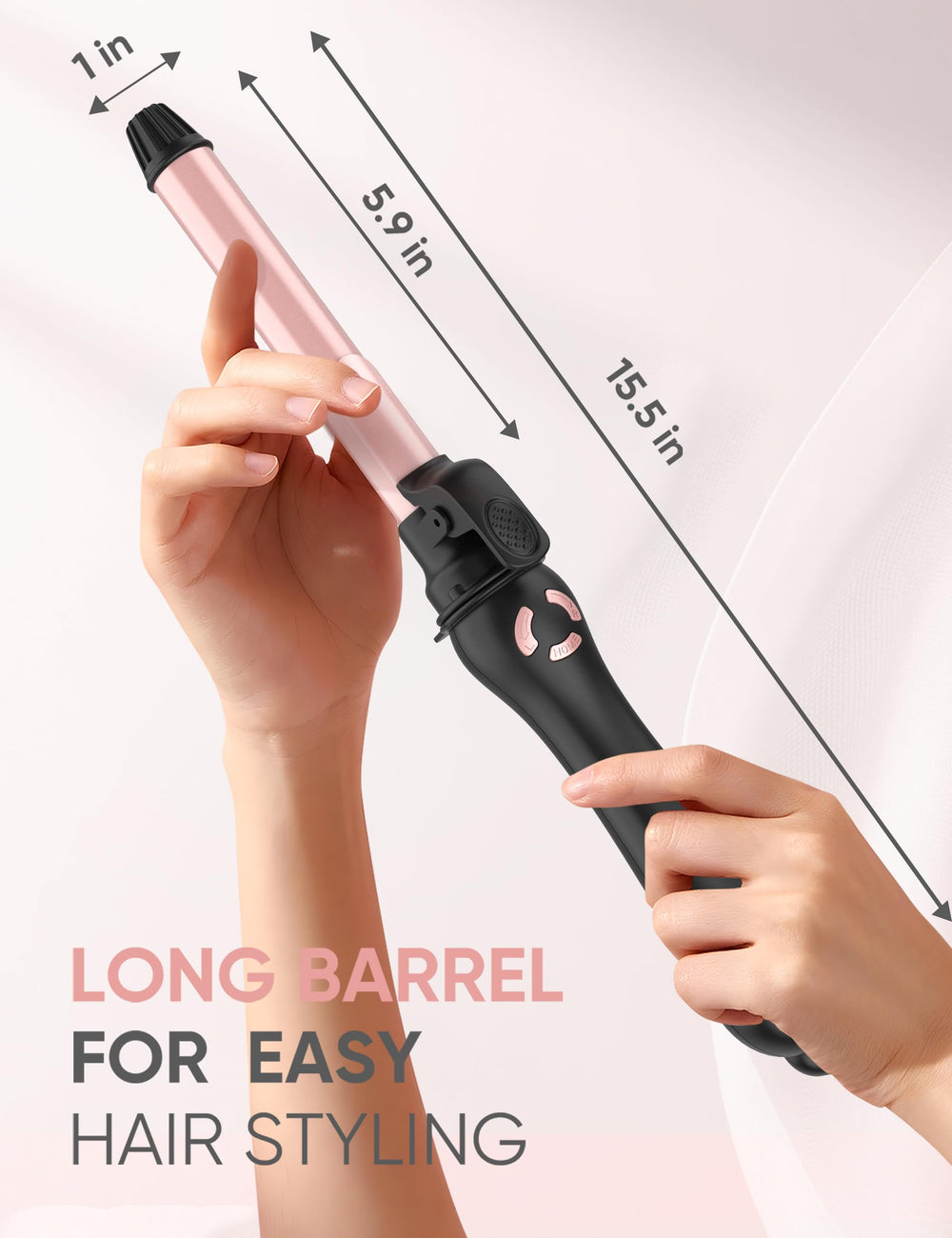 Lanvier rotating curling iron 1 inch temperature dial for precise heat control