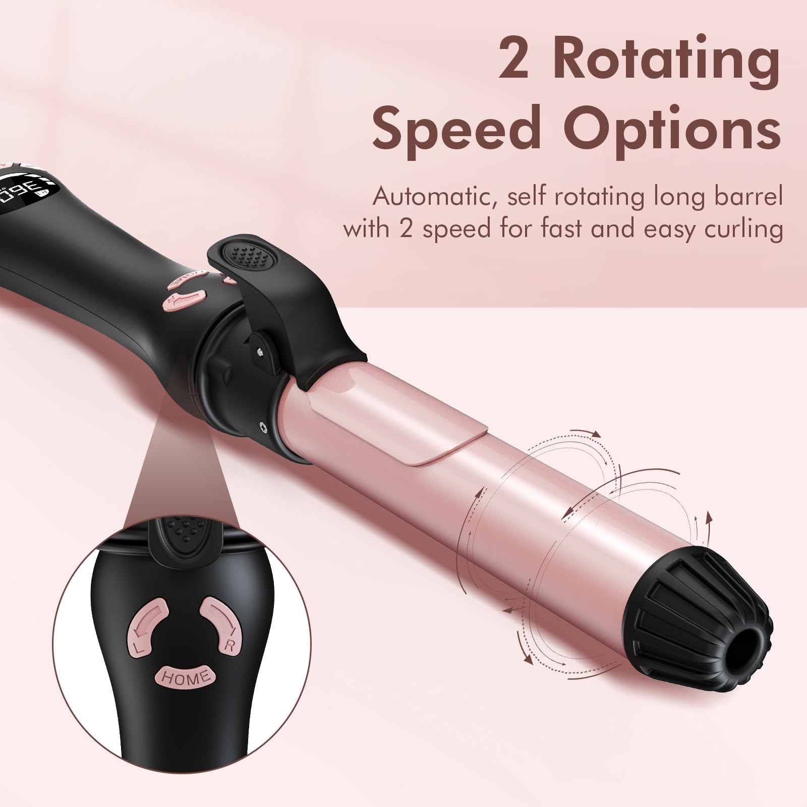 LANVIER rotating curling iron speed options demonstrated for beginners and pros.