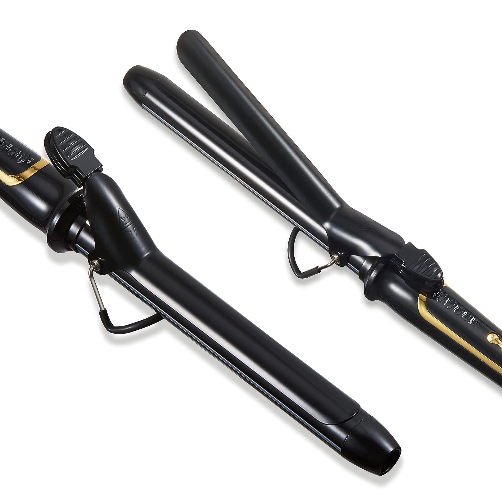LANVIER sleek black handle offers comfortable grip during styling sessions.