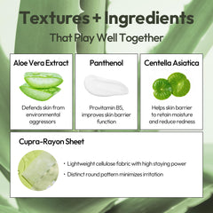 LAPCOS Aloe Sheet Mask on face cooling hydration during skincare routine.