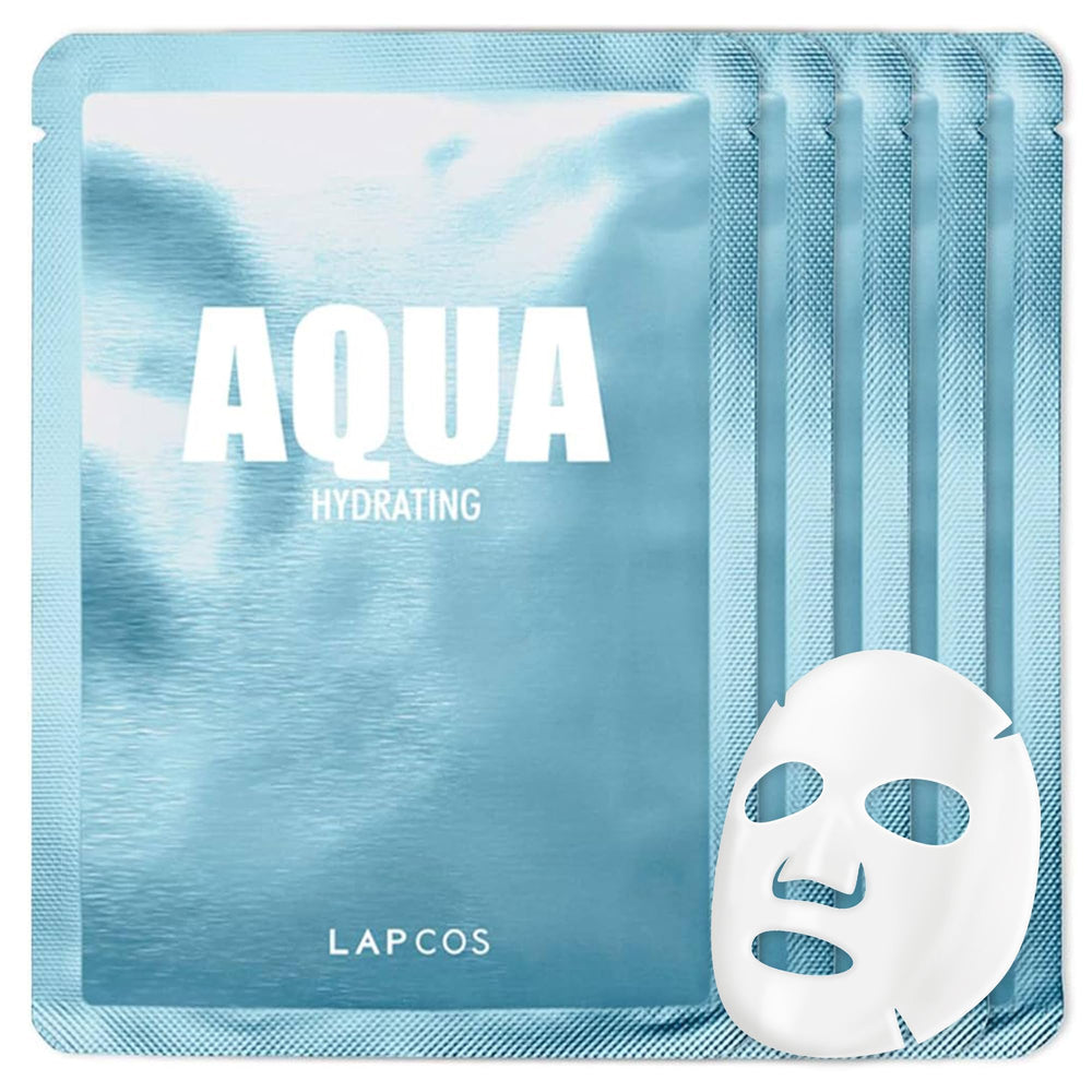 LAPCOS Aqua Sheet Mask packaging view for easy daily hydration ritual.