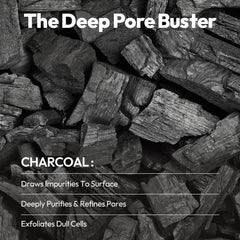 LAPCOS Charcoal Sheet Mask pack closeup texture highlights purifying, charcoal-rich surface.