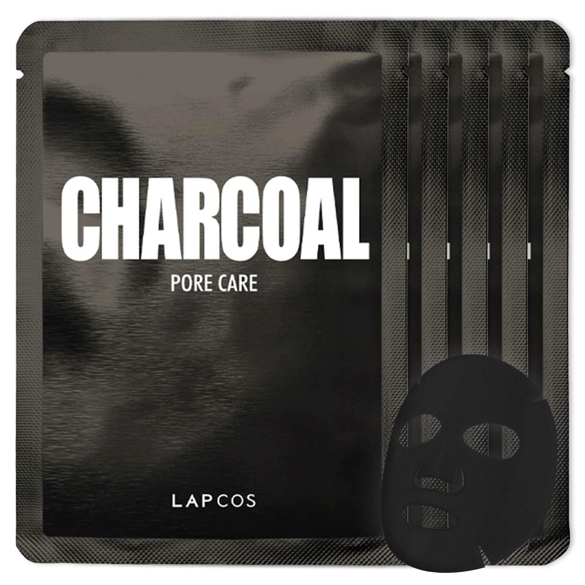Lapcos Charcoal Sheet Mask pack close-up highlighting detox benefits.