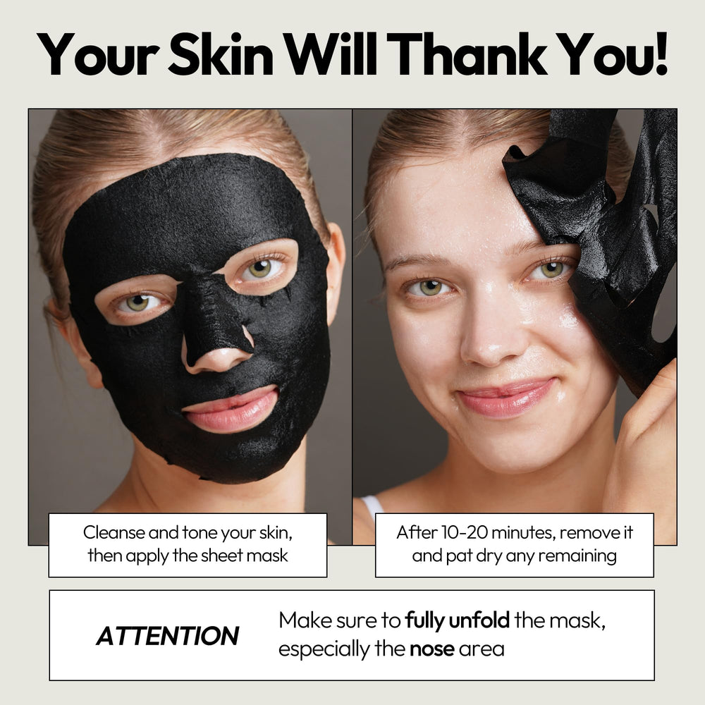 LAPCOS Charcoal Sheet Mask pores tighten suggests refined pores and smoother appearance.