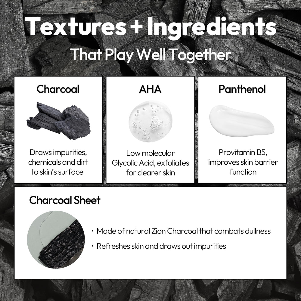 LAPCOS Charcoal Sheet Mask tea tree oil drop emphasizes clarifying, soothing skincare ritual.