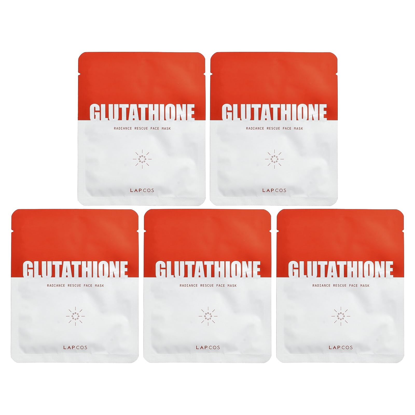 LAPCOS Glutathione Radiance Rescue Mask packaging highlights radiant tone and hydration.