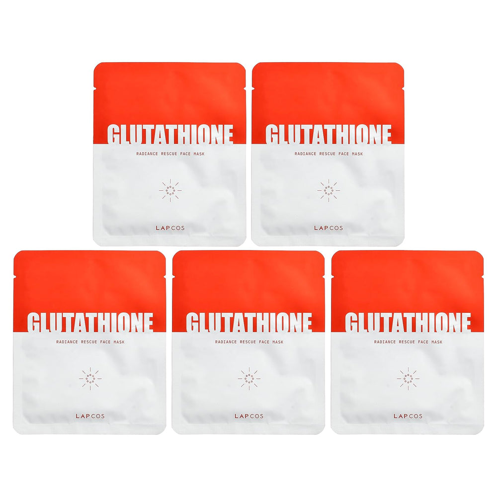 LAPCOS Glutathione Radiance Rescue Mask packaging highlights radiant tone and hydration.