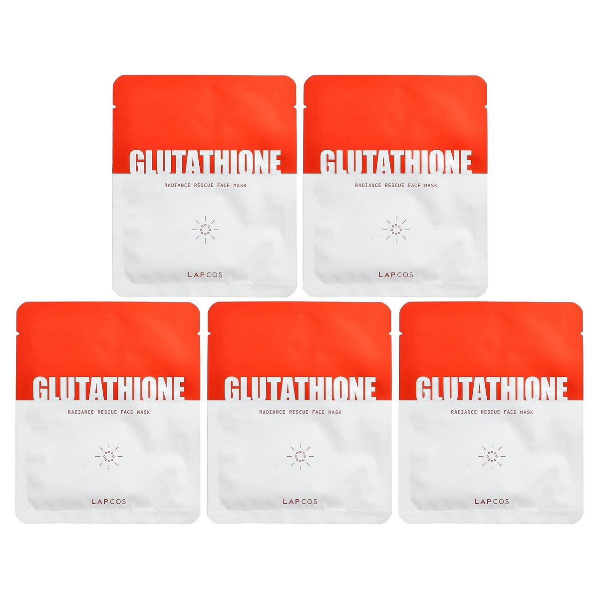 LAPCOS Glutathione Radiance Rescue Mask packaging highlights radiant tone and hydration.