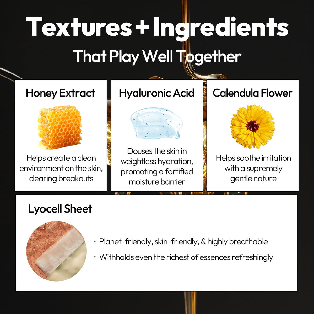 LAPCOS Honey extract closeup highlights nourishing antioxidants for skin.