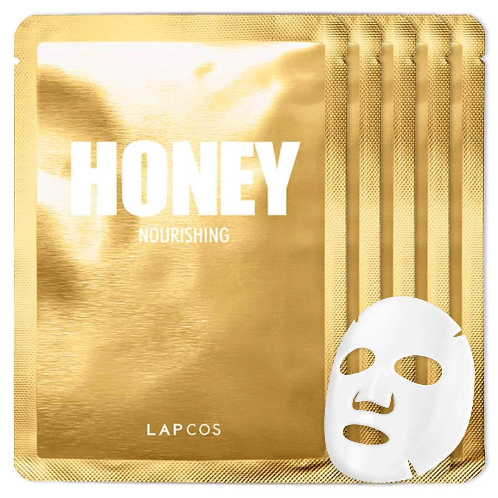 LAPCOS Honey Sheet Mask packaging highlights hydration for daily skin routines.