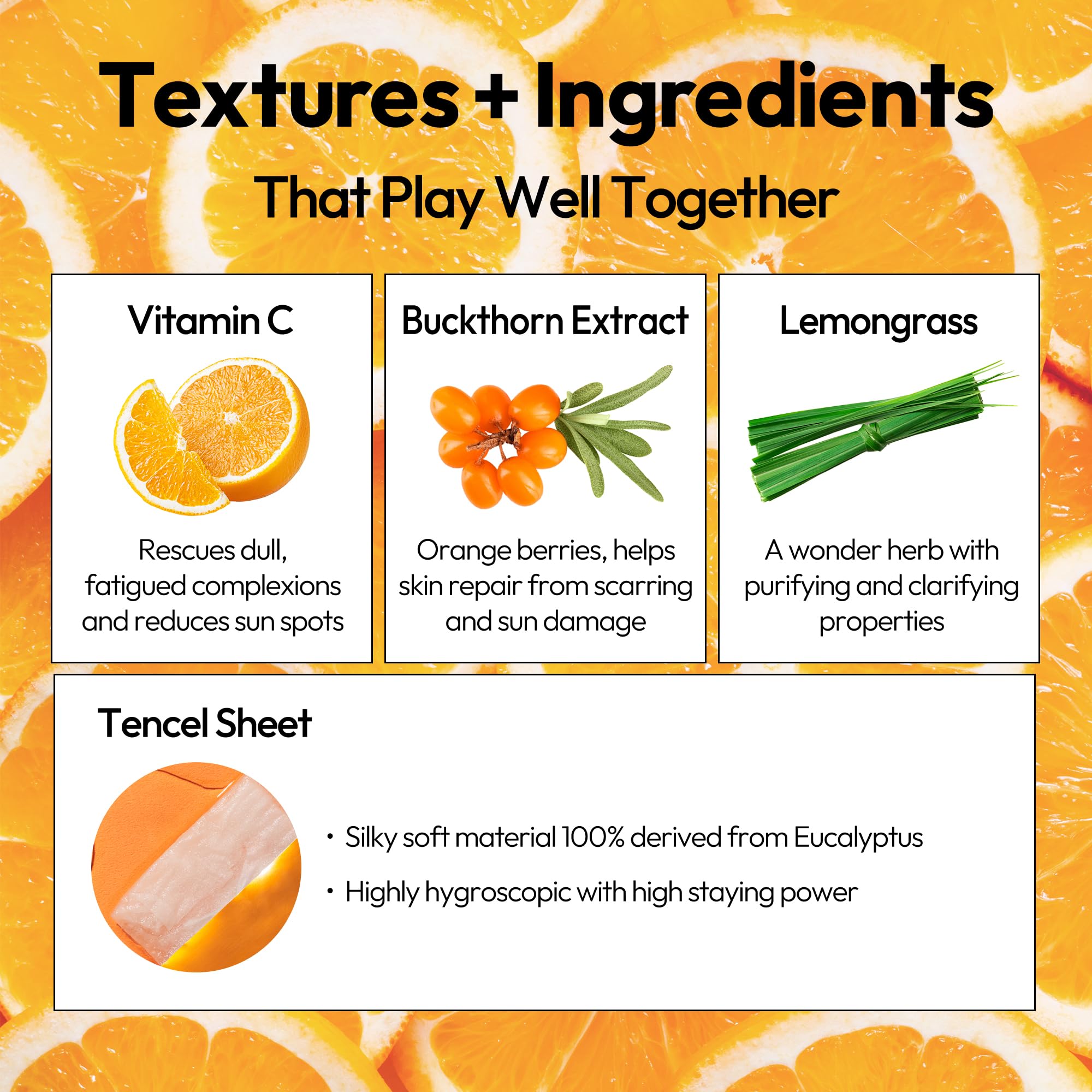 LAPCOS Vita C sheet mask unfolded sheet reveals breathable tencel texture ready for hydration
