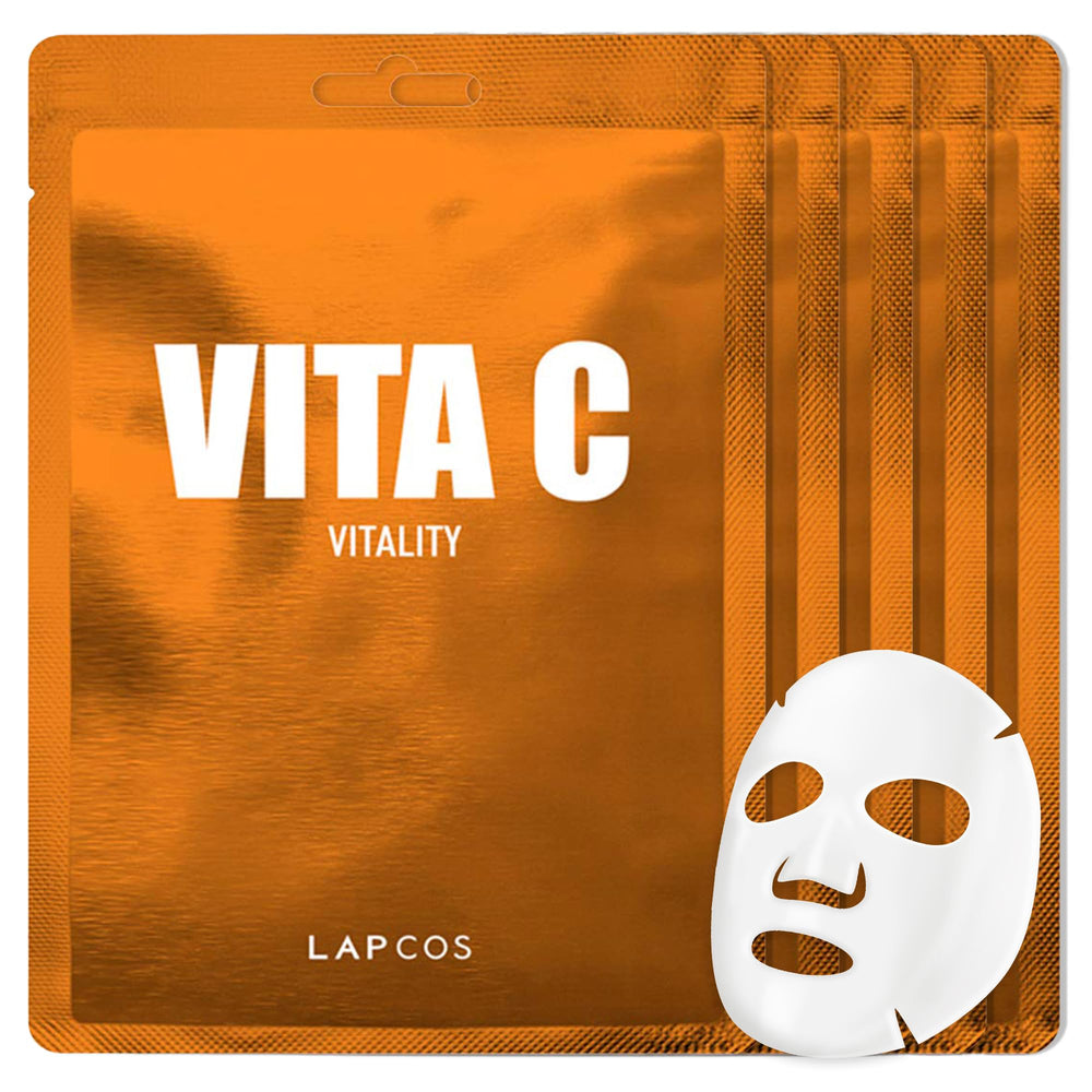LAPCOS Vita C sheet mask unfolded for a vitamin C boost on the skin