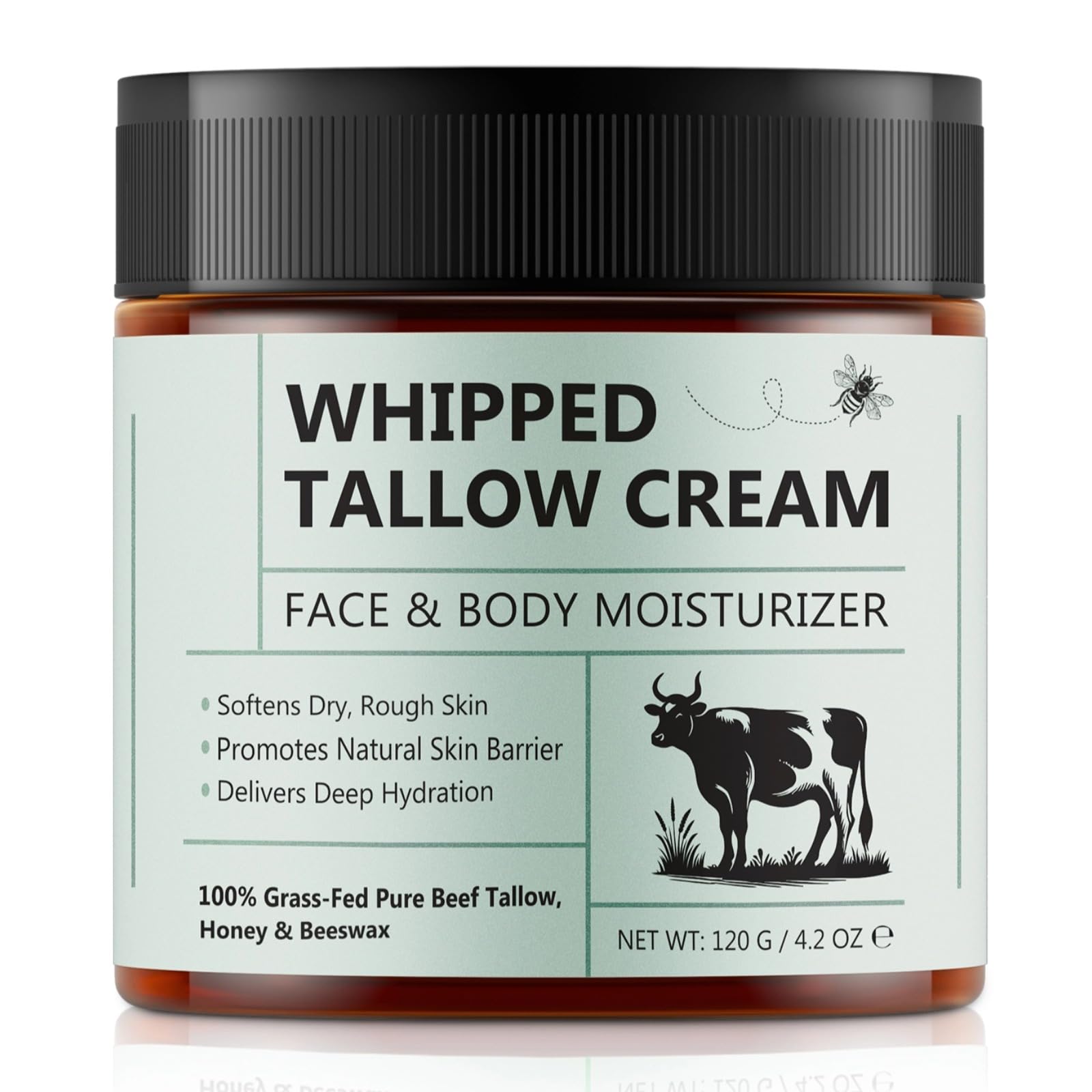 Laraspi beef tallow balm on body nourishes rough skin.