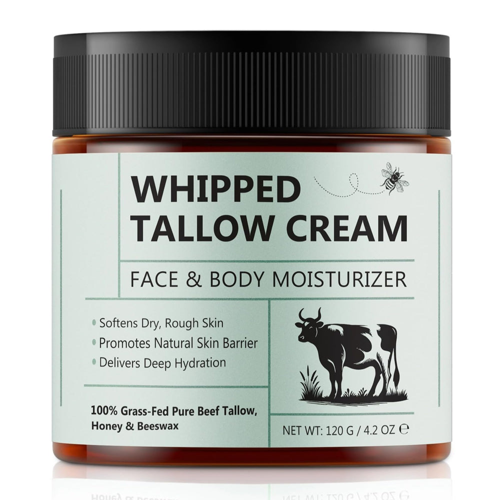 Laraspi beef tallow balm on body nourishes rough skin.
