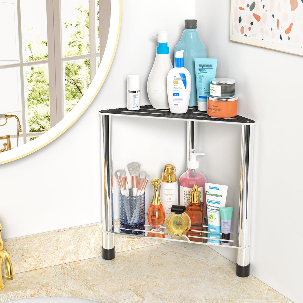 LarFaFa stainless-steel shower stool side view emphasizes sturdy load support up to 400 lbs.