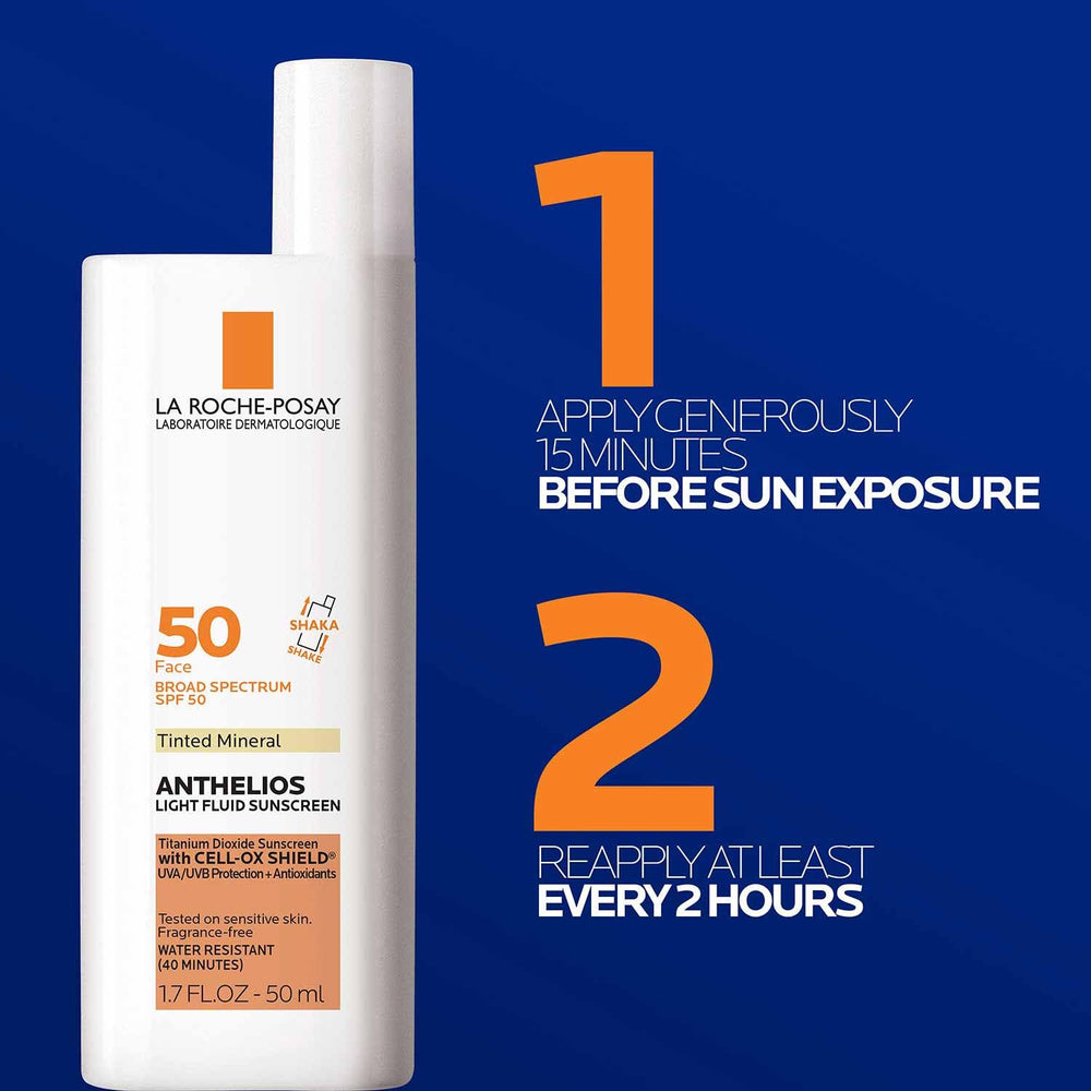 La Roche-Posay Light next to Medium shade illustrating shade match benefit