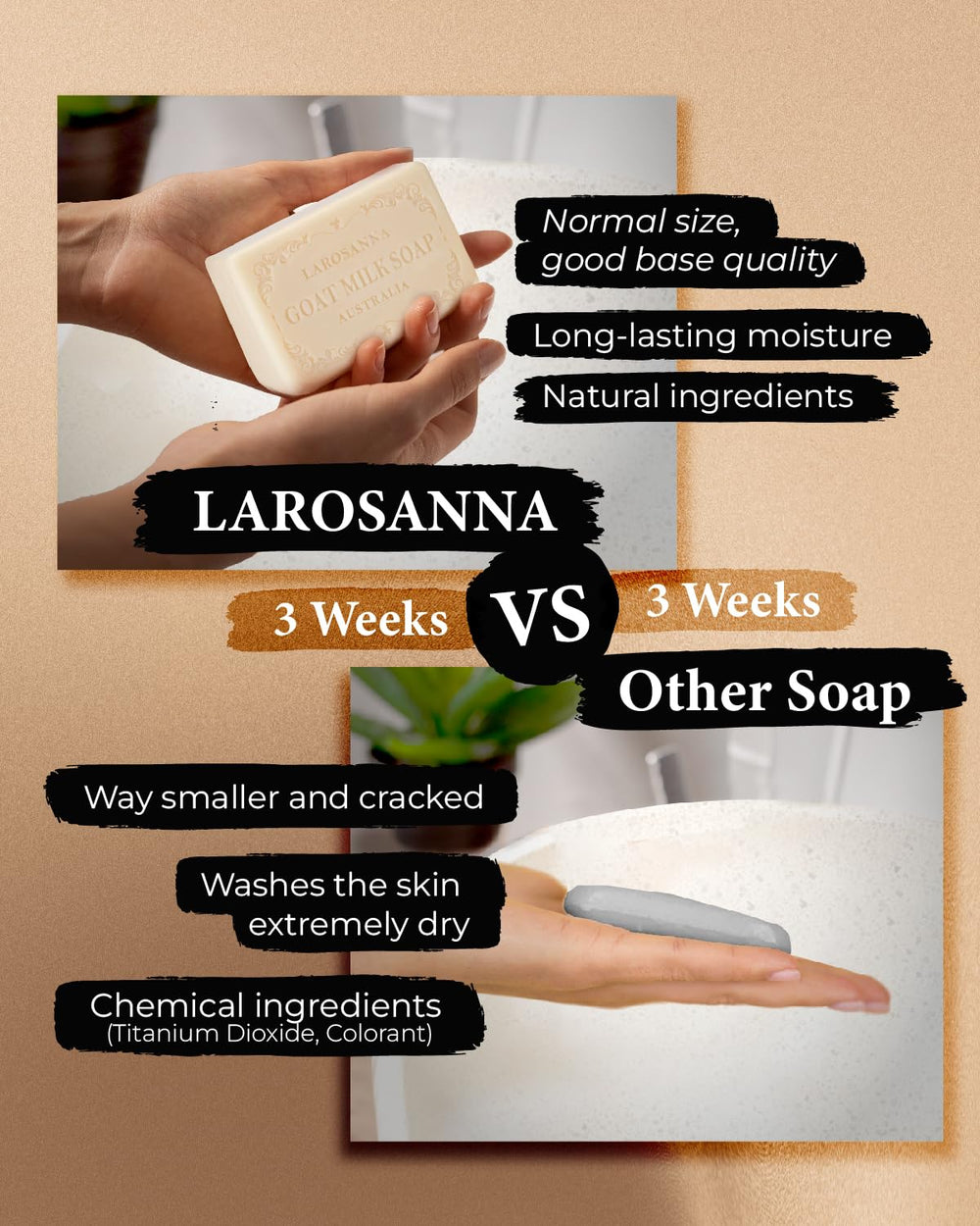 Larosanna family-friendly soap, suitable for adults and babies